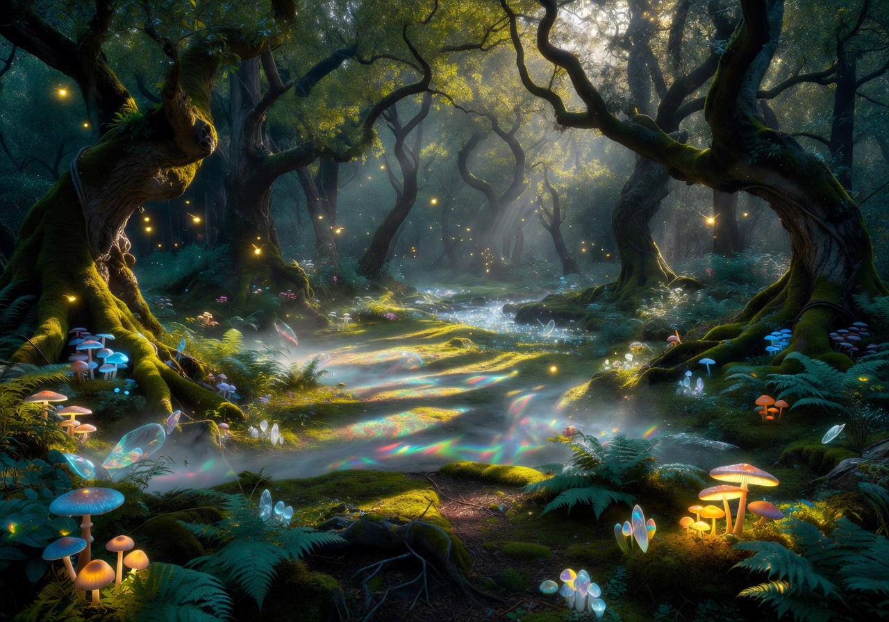 Enchanted magical forest clearing