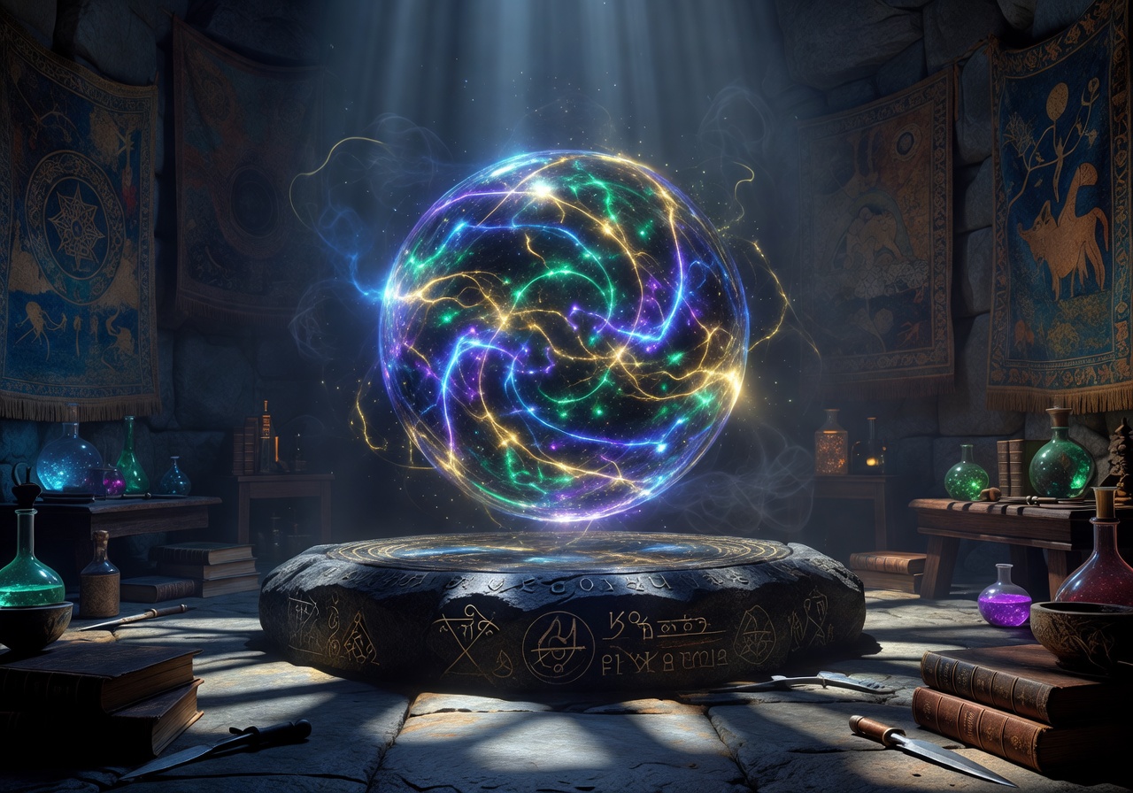 Glowing arcane magical sphere